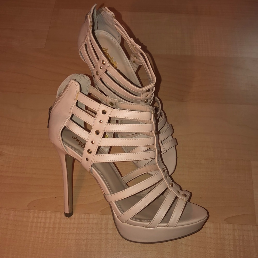 Beige strap heels